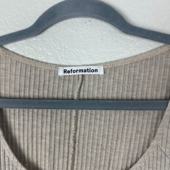 Reformation Bliss Dress XS Ribbed Knit Maxi High Sexy Slit Soft Stretchy - Picture 4 of 9